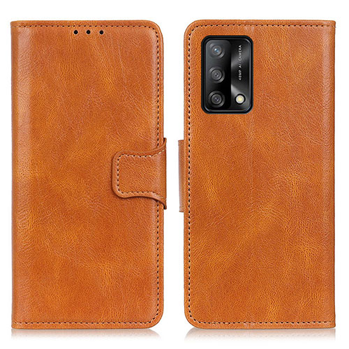 Leather Case Stands Flip Cover Holder M09L for Oppo F19 Brown