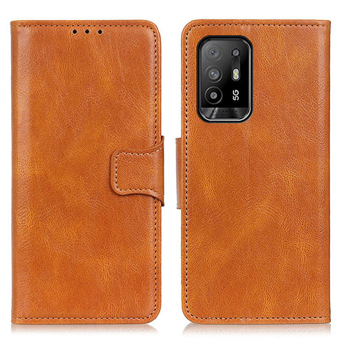 Leather Case Stands Flip Cover Holder M09L for Oppo F19 Pro+ Plus 5G Brown