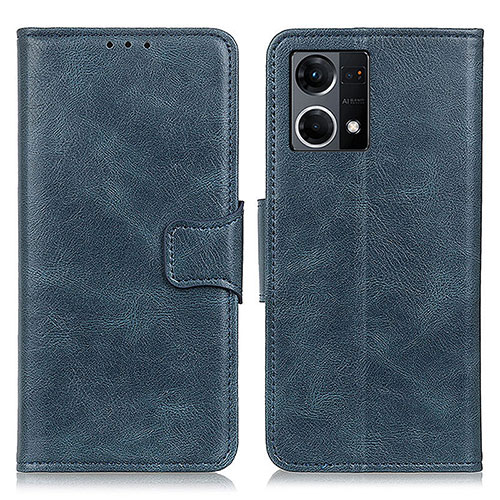 Leather Case Stands Flip Cover Holder M09L for Oppo Reno7 4G Blue