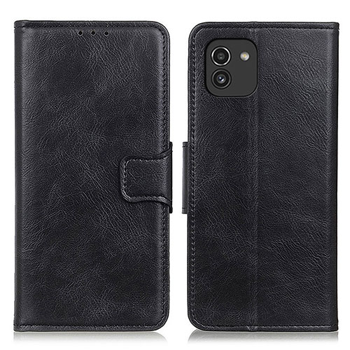 Leather Case Stands Flip Cover Holder M09L for Samsung Galaxy A03 Black