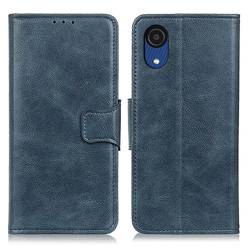 Leather Case Stands Flip Cover Holder M09L for Samsung Galaxy A03 Core Blue