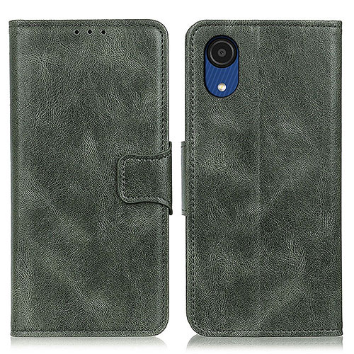 Leather Case Stands Flip Cover Holder M09L for Samsung Galaxy A03 Core Green