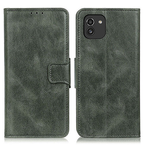 Leather Case Stands Flip Cover Holder M09L for Samsung Galaxy A03 Green