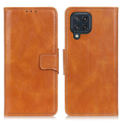 Leather Case Stands Flip Cover Holder M09L for Samsung Galaxy M32 4G Brown