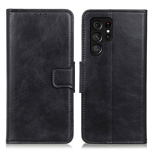 Leather Case Stands Flip Cover Holder M09L for Samsung Galaxy S22 Ultra 5G Black