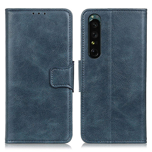 Leather Case Stands Flip Cover Holder M09L for Sony Xperia 1 IV Blue