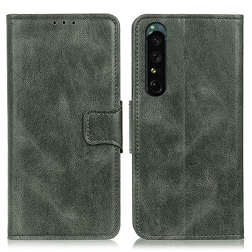 Leather Case Stands Flip Cover Holder M09L for Sony Xperia 1 IV Green