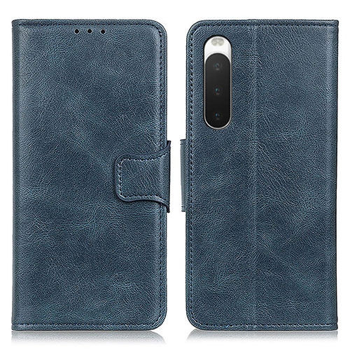 Leather Case Stands Flip Cover Holder M09L for Sony Xperia 10 IV Blue