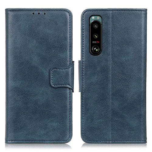 Leather Case Stands Flip Cover Holder M09L for Sony Xperia 5 III SO-53B Blue