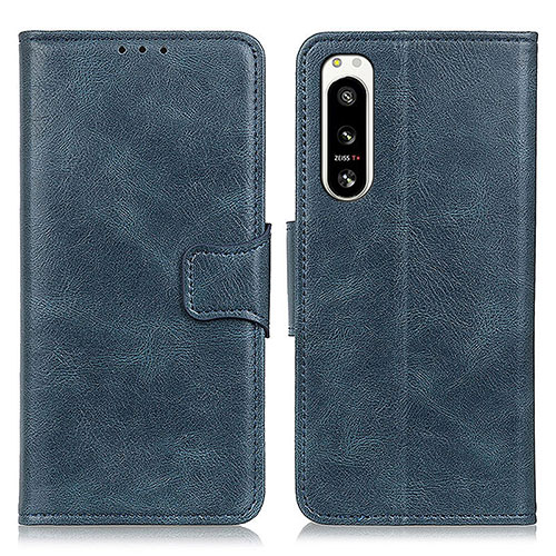 Leather Case Stands Flip Cover Holder M09L for Sony Xperia 5 IV Blue