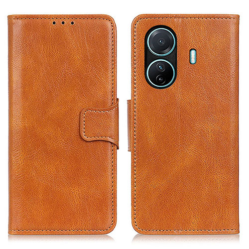 Leather Case Stands Flip Cover Holder M09L for Vivo T1 5G Brown