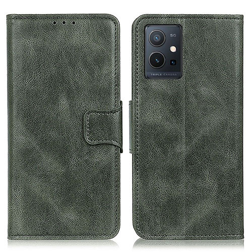 Leather Case Stands Flip Cover Holder M09L for Vivo Y75 5G Green