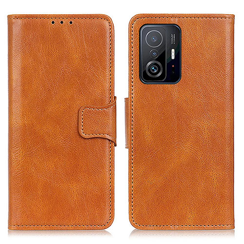 Leather Case Stands Flip Cover Holder M09L for Xiaomi Mi 11T 5G Brown