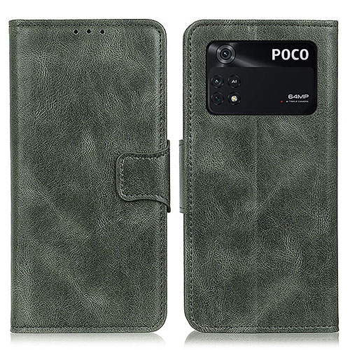 Leather Case Stands Flip Cover Holder M09L for Xiaomi Poco M4 Pro 4G Green