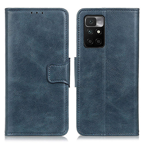 Leather Case Stands Flip Cover Holder M09L for Xiaomi Redmi 10 4G Blue