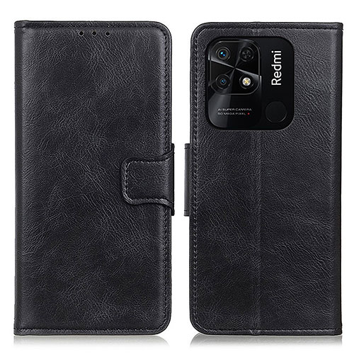 Leather Case Stands Flip Cover Holder M09L for Xiaomi Redmi 10 India Black