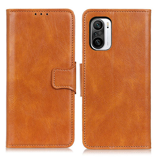 Leather Case Stands Flip Cover Holder M09L for Xiaomi Redmi K40 Pro+ Plus 5G Brown