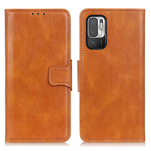 Leather Case Stands Flip Cover Holder M09L for Xiaomi Redmi Note 10 5G Brown