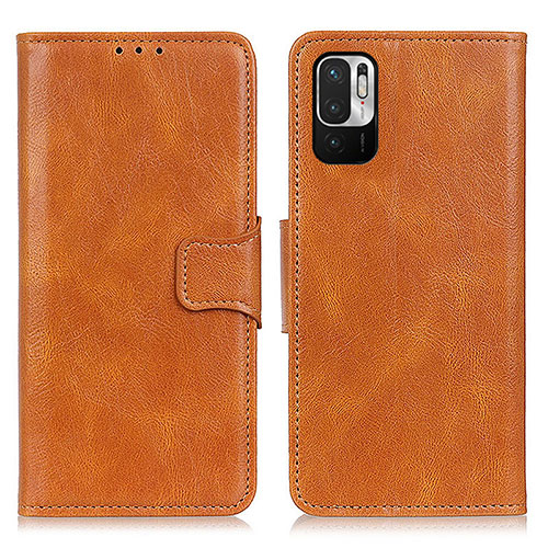 Leather Case Stands Flip Cover Holder M09L for Xiaomi Redmi Note 10 JE 5G Brown