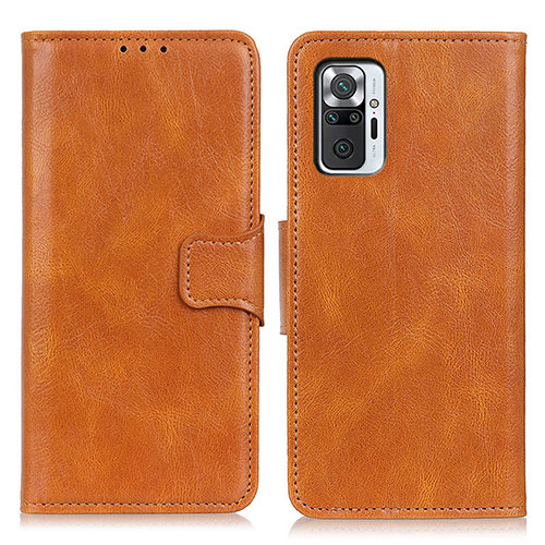 Leather Case Stands Flip Cover Holder M09L for Xiaomi Redmi Note 10 Pro 4G Brown