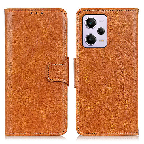 Leather Case Stands Flip Cover Holder M09L for Xiaomi Redmi Note 12 Pro 5G Brown