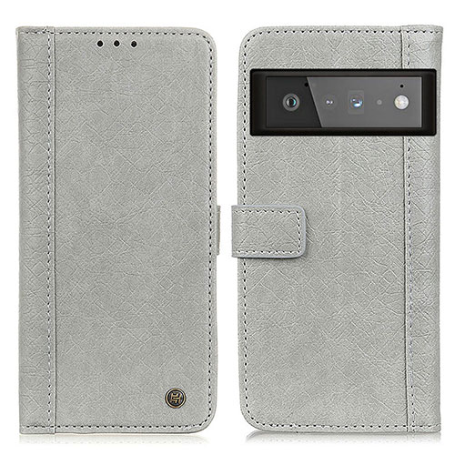 Leather Case Stands Flip Cover Holder M10L for Google Pixel 6 Pro 5G Gray