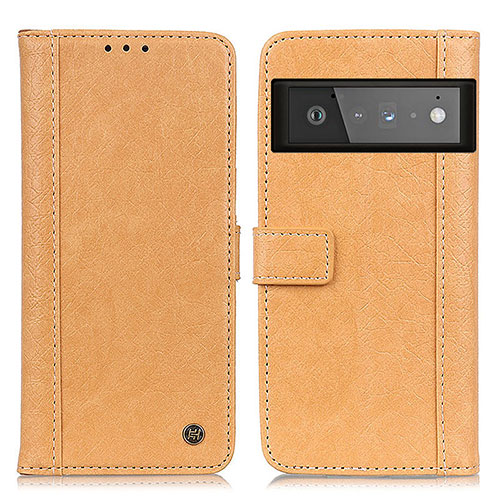 Leather Case Stands Flip Cover Holder M10L for Google Pixel 6 Pro 5G Khaki