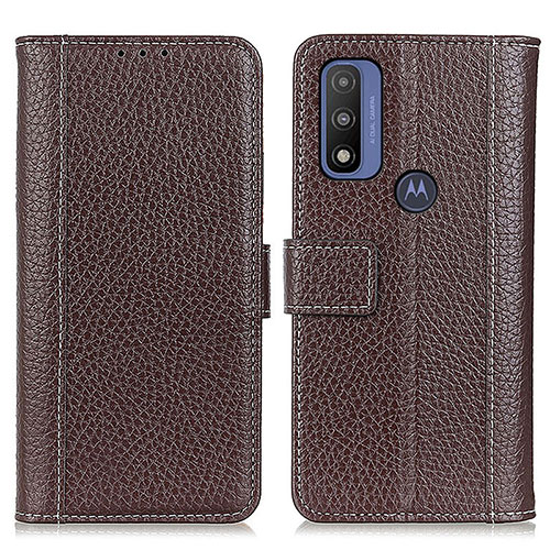 Leather Case Stands Flip Cover Holder M10L for Motorola Moto G Pure Brown