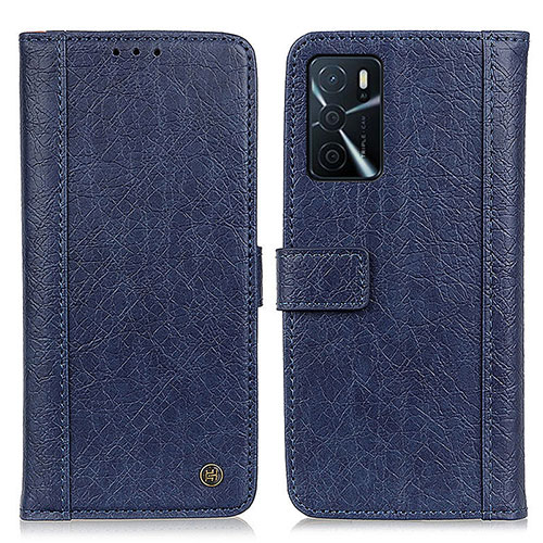 Leather Case Stands Flip Cover Holder M10L for Oppo A16 Blue