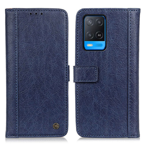 Leather Case Stands Flip Cover Holder M10L for Oppo A54 4G Blue