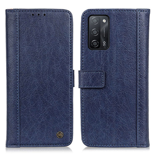 Leather Case Stands Flip Cover Holder M10L for Oppo A55 5G Blue