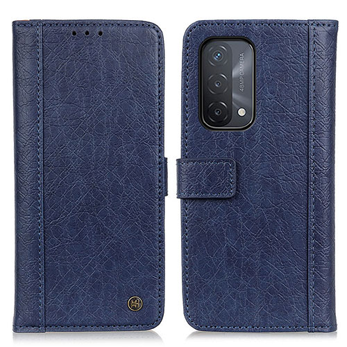 Leather Case Stands Flip Cover Holder M10L for Oppo A74 5G Blue