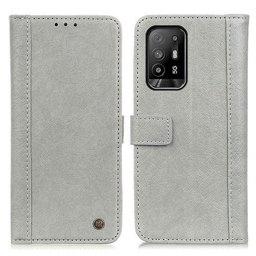 Leather Case Stands Flip Cover Holder M10L for Oppo A94 5G Gray