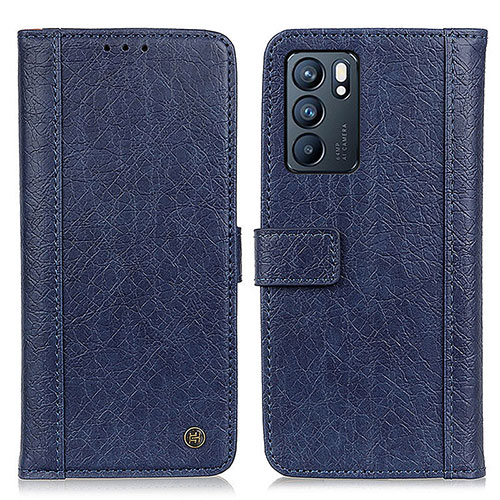 Leather Case Stands Flip Cover Holder M10L for Oppo Reno6 5G Blue