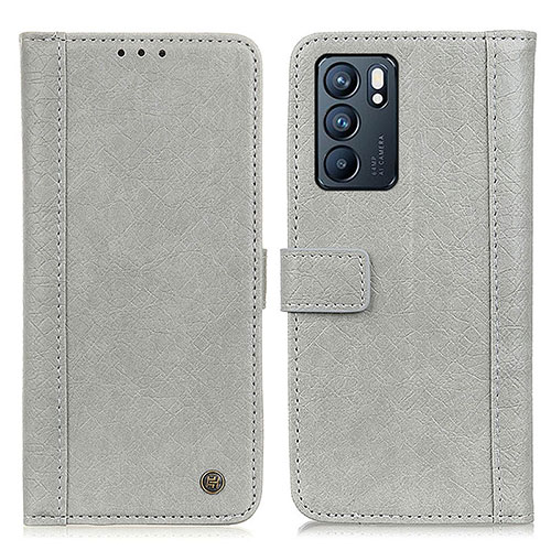 Leather Case Stands Flip Cover Holder M10L for Oppo Reno6 5G Gray