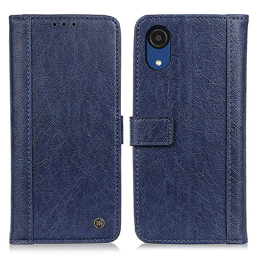 Leather Case Stands Flip Cover Holder M10L for Samsung Galaxy A03 Core Blue