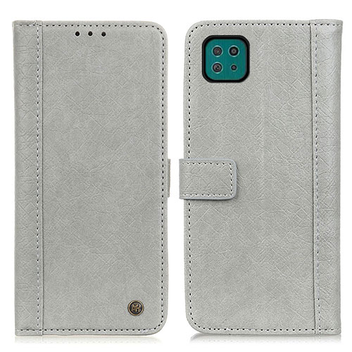 Leather Case Stands Flip Cover Holder M10L for Samsung Galaxy F42 5G Gray