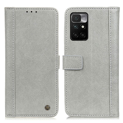 Leather Case Stands Flip Cover Holder M10L for Xiaomi Redmi 10 4G Gray