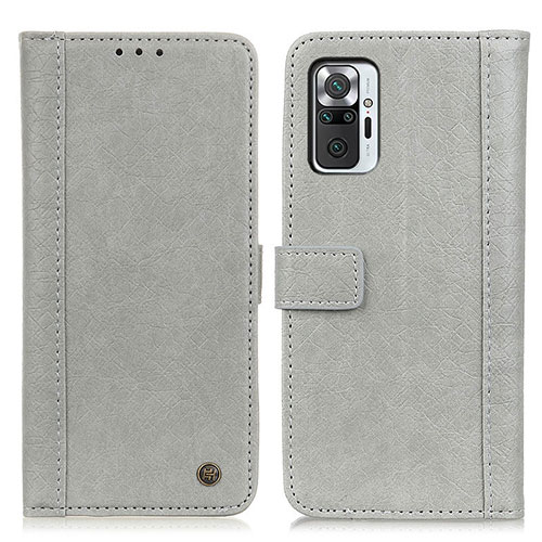 Leather Case Stands Flip Cover Holder M10L for Xiaomi Redmi Note 10 Pro Max Gray