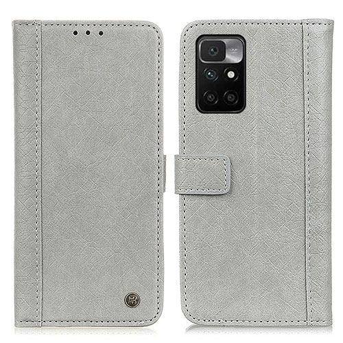 Leather Case Stands Flip Cover Holder M10L for Xiaomi Redmi Note 11 4G (2021) Gray