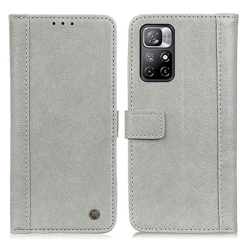 Leather Case Stands Flip Cover Holder M10L for Xiaomi Redmi Note 11 5G Gray