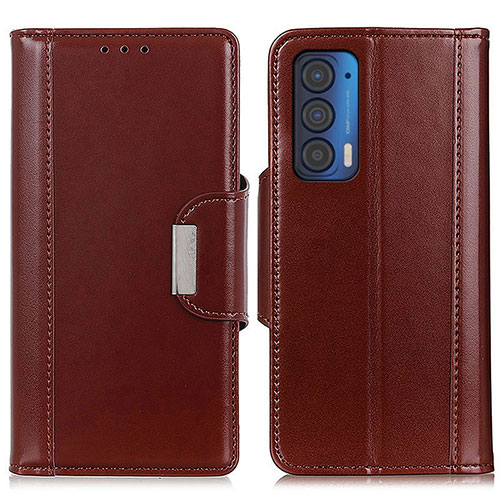 Leather Case Stands Flip Cover Holder M11L for Motorola Moto Edge (2021) 5G Brown