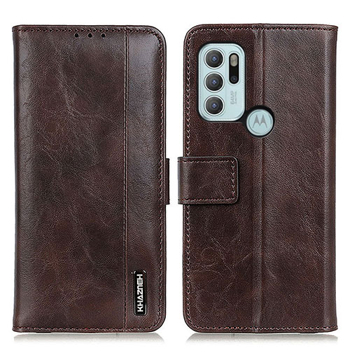 Leather Case Stands Flip Cover Holder M11L for Motorola Moto G60s Brown