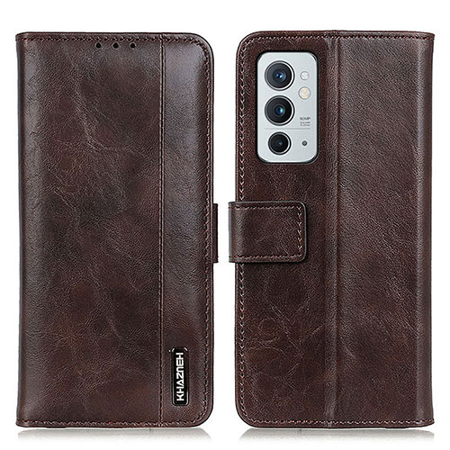 Leather Case Stands Flip Cover Holder M11L for OnePlus 9RT 5G Brown