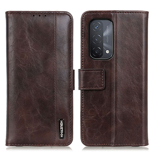 Leather Case Stands Flip Cover Holder M11L for Oppo A74 5G Brown