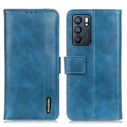 Leather Case Stands Flip Cover Holder M11L for Oppo Reno6 5G Blue