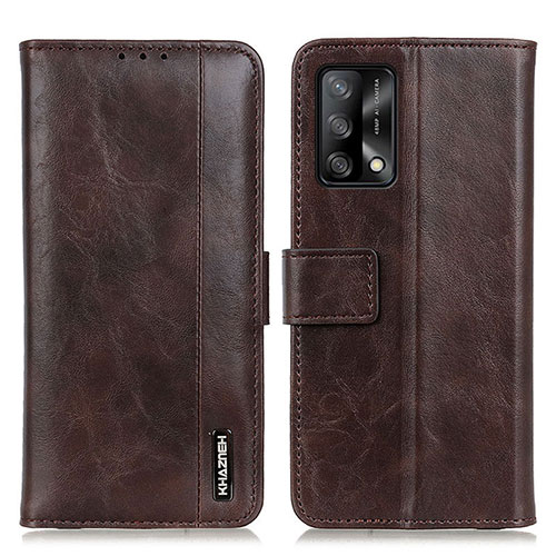 Leather Case Stands Flip Cover Holder M11L for Oppo Reno6 Lite Brown