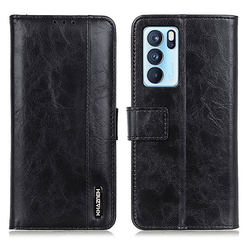 Leather Case Stands Flip Cover Holder M11L for Oppo Reno6 Pro 5G India Black