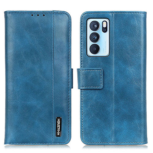 Leather Case Stands Flip Cover Holder M11L for Oppo Reno6 Pro 5G India Blue