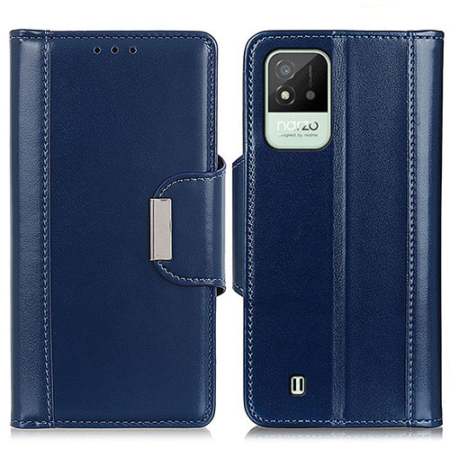 Leather Case Stands Flip Cover Holder M11L for Realme C11 (2021) Blue